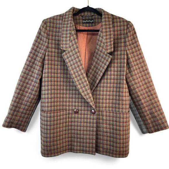 Giorgio Sain't Angelo Jackets & Blazers - Vintage Giorgio Sant' Angelo Women 10 Ingle Plaid Wool Blazer Made in Yugoslavia